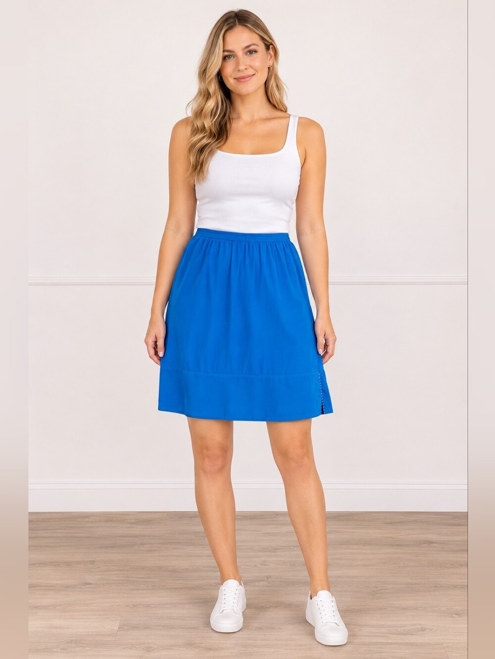 Kit and Ace Blue Silk Skirt